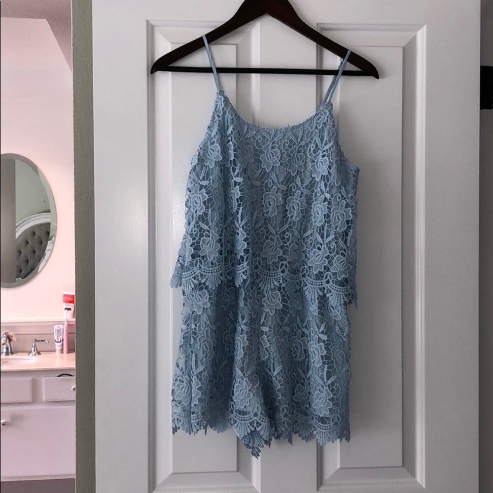 Yuki Kim Baby Blue Crochet Romper